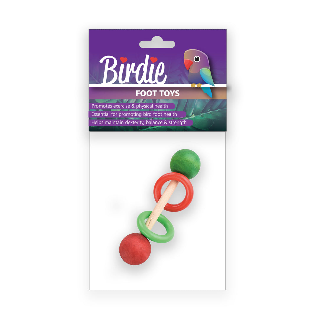 Birdie Foot Barbell Toy With Acrylic Rings