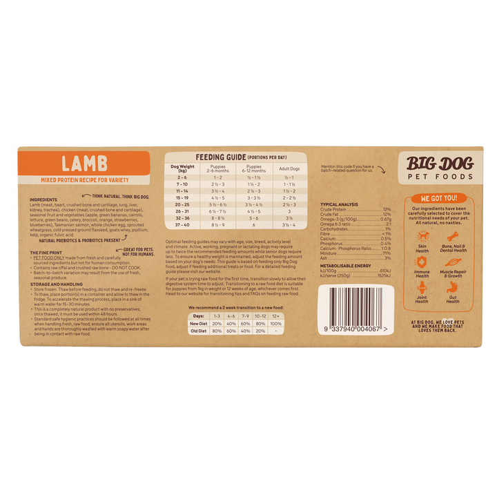 Big Dog Barf Lamb 3kg