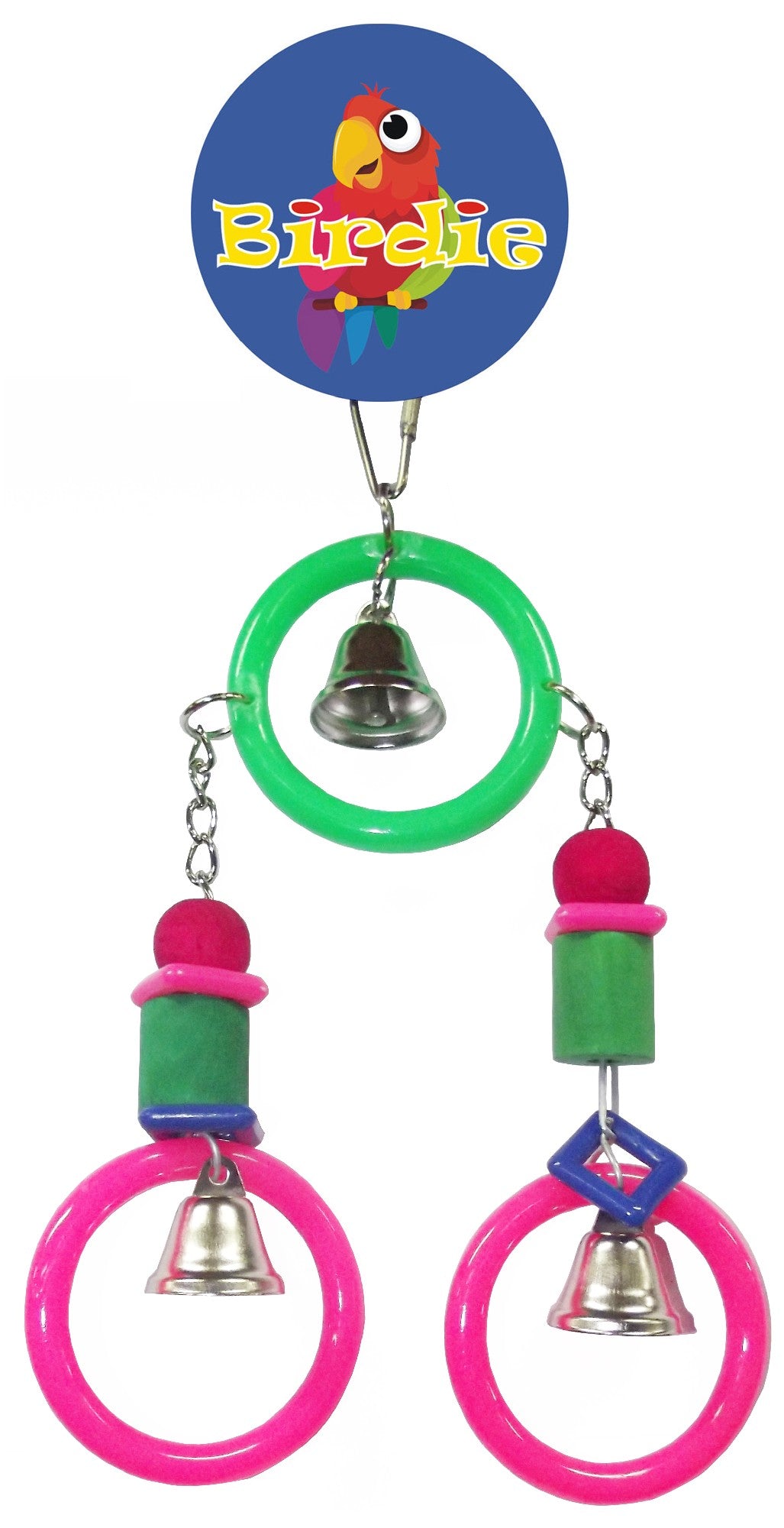 Birdie 3 Plastic Rings With Wooden Blocks & Bell