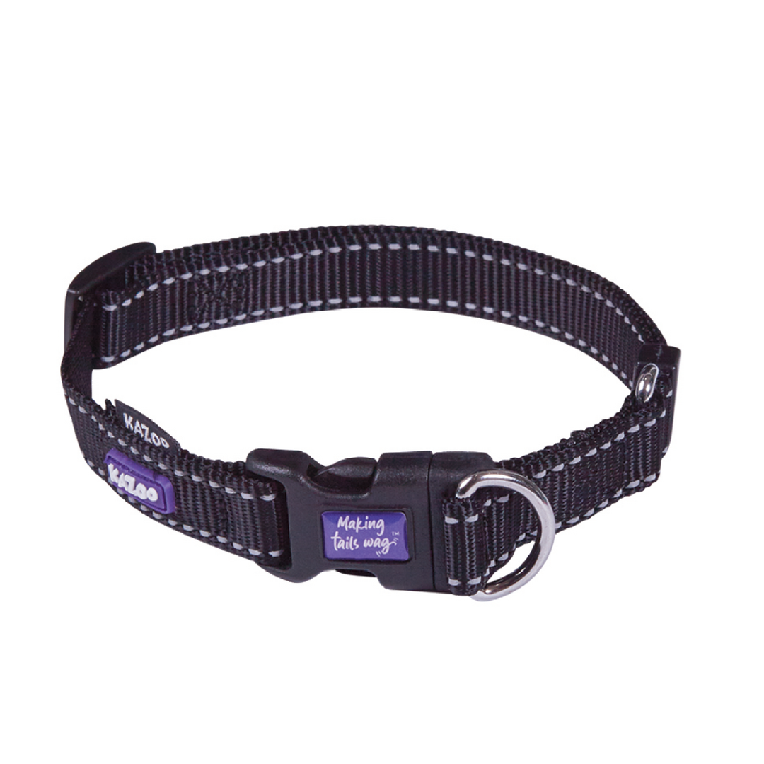 Kazoo Collar Nylon Adjustable Large Classic Black 37-55 Neck