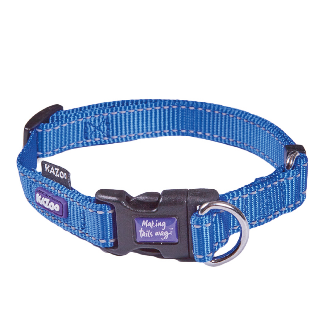 Kazoo Collar Nylon Adjustable Medium Classic Blue 28-40 Neck