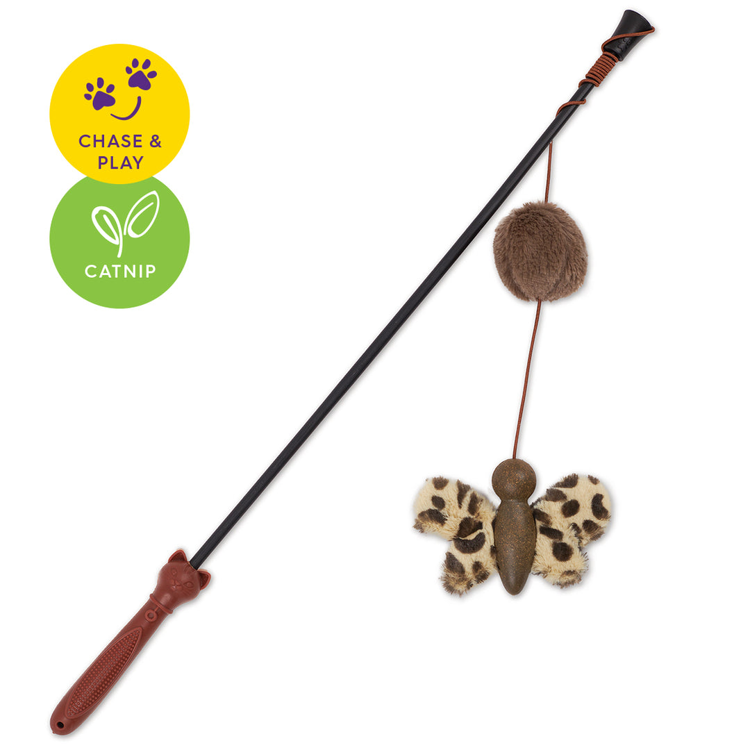 Kazoo Cat Toy Play Wand Catnip Butterfly