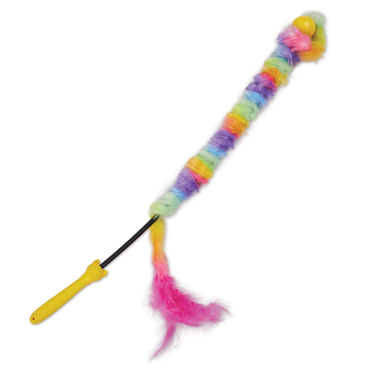 Kazoo Cat Toy Play Wand Fluffy Rainbow Tail