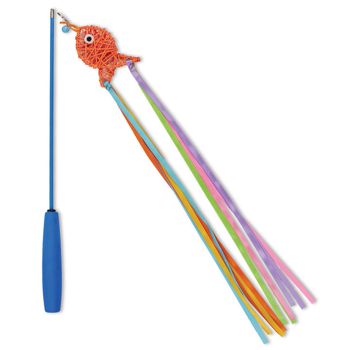 Kazoo Cat Toy Play Wand Streamer Fish