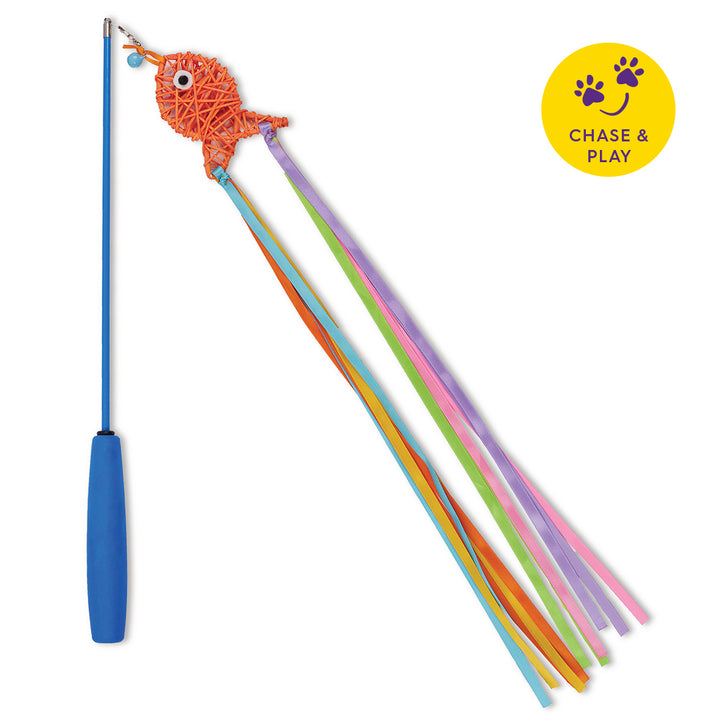 Kazoo Cat Toy Play Wand Streamer Fish