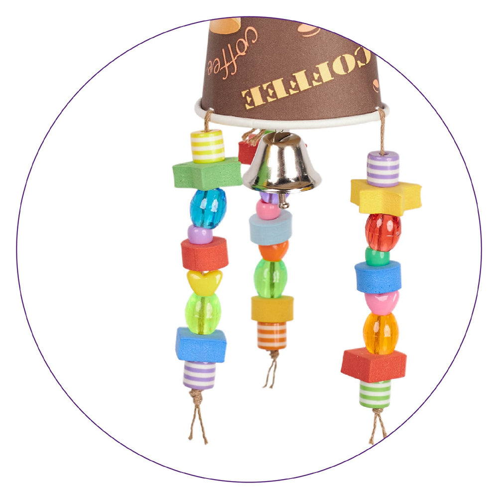 Kazoo Bird Toy Dangle Cup With Beads