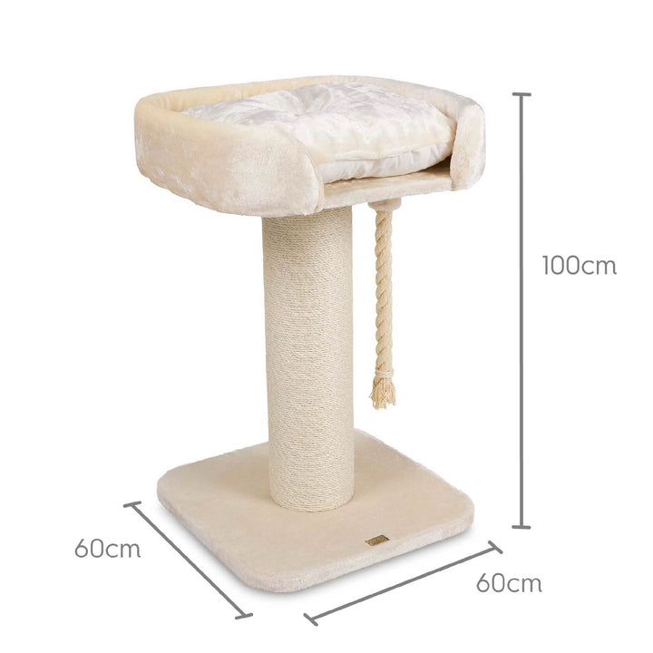 Kazoo Cat Scratch Pole High Bed W/rope Cream