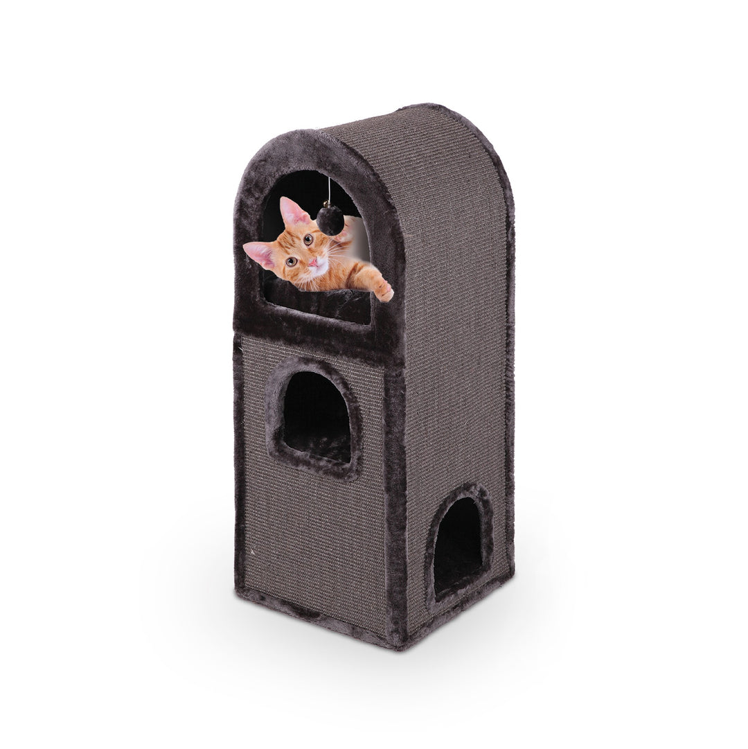 Kazoo Cat Scratch Pole Den 3 Chambers Charcoal