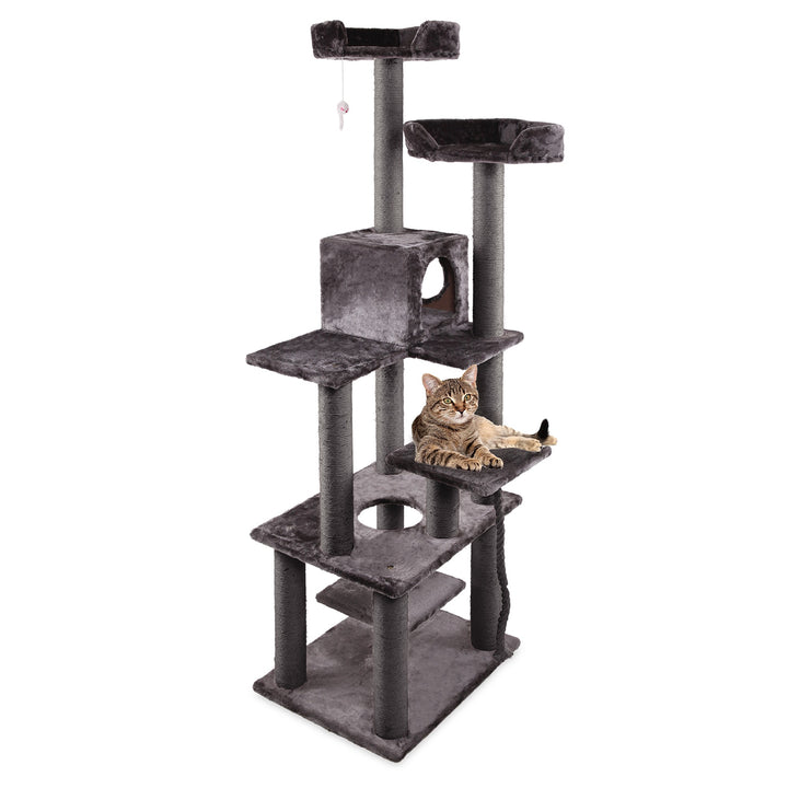 Kazoo Cat Scratch Pole 7 Level Playground Charcoal