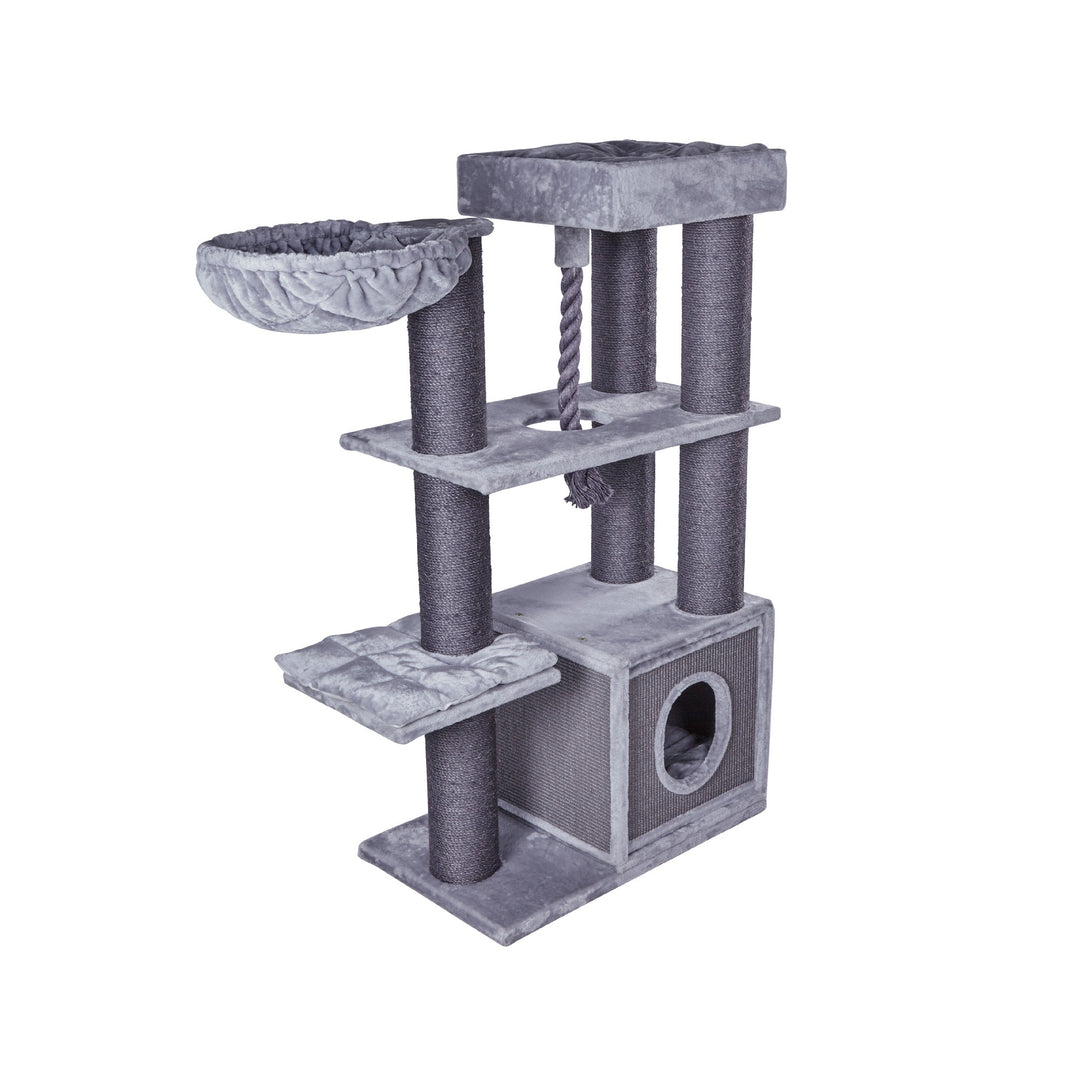 Kazoo Kitty Cubby Base Playground Ash Plush & Grey Sisal