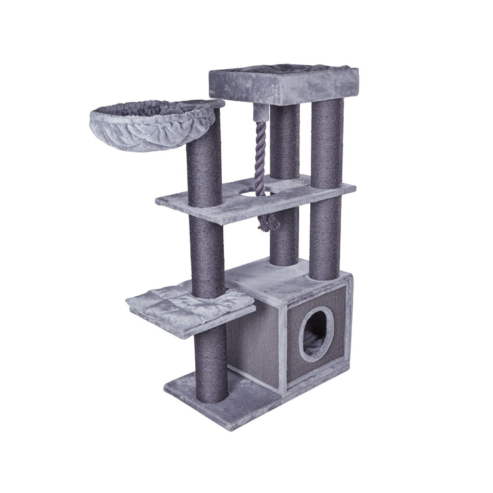 Kazoo Kitty Cubby Base Playground Ash Plush & Grey Sisal