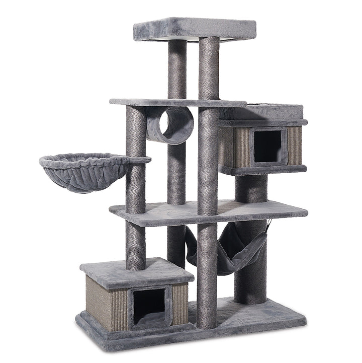 Kazoo Cat Scratch Pole Hide & Climb Cat Tree Grey 15598