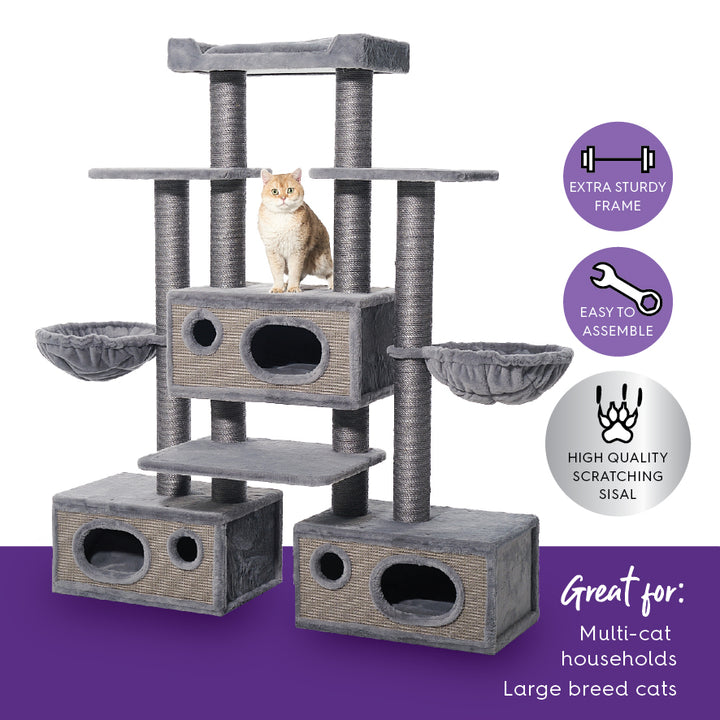 Kazoo Cat Scratch Pole Hideaway Cat Climb Castle Grey 15600