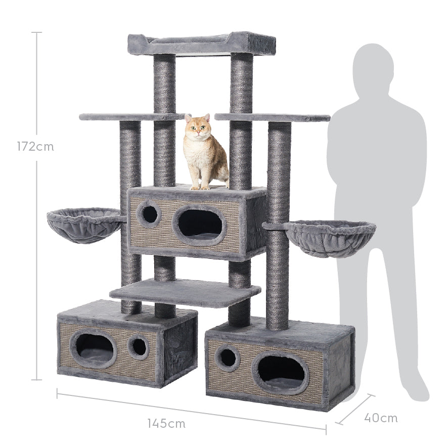 Kazoo Cat Scratch Pole Hideaway Cat Climb Castle Grey 15600