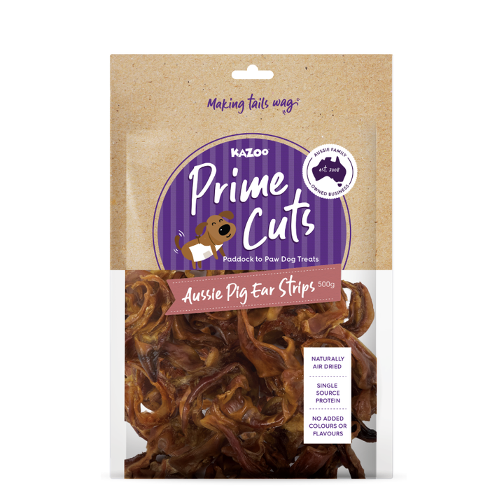Kazoo Prime Cuts Aussie Pig Ear Strips 500g 