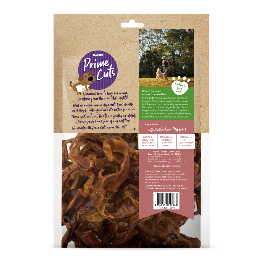 Kazoo Prime Cuts Aussie Pig Ear Strips 500g 