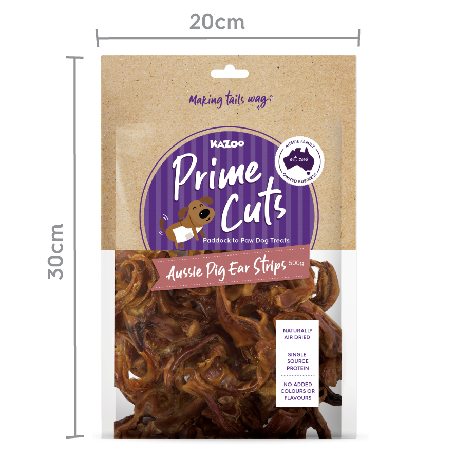 Kazoo Prime Cuts Aussie Pig Ear Strips 500g 