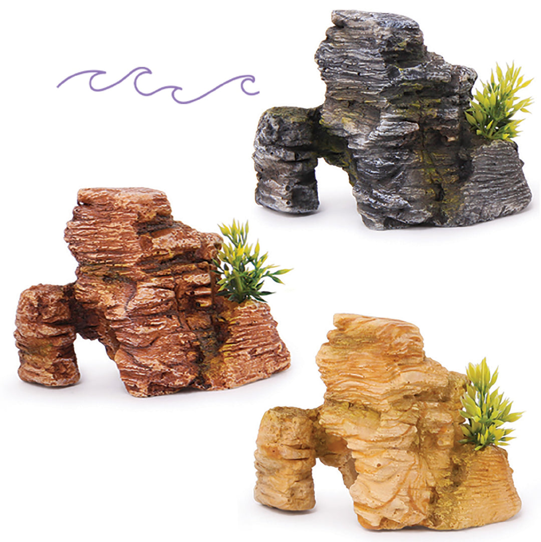 Kazoo Ornament Rock W/plants Mini - Granite/sand/iron
