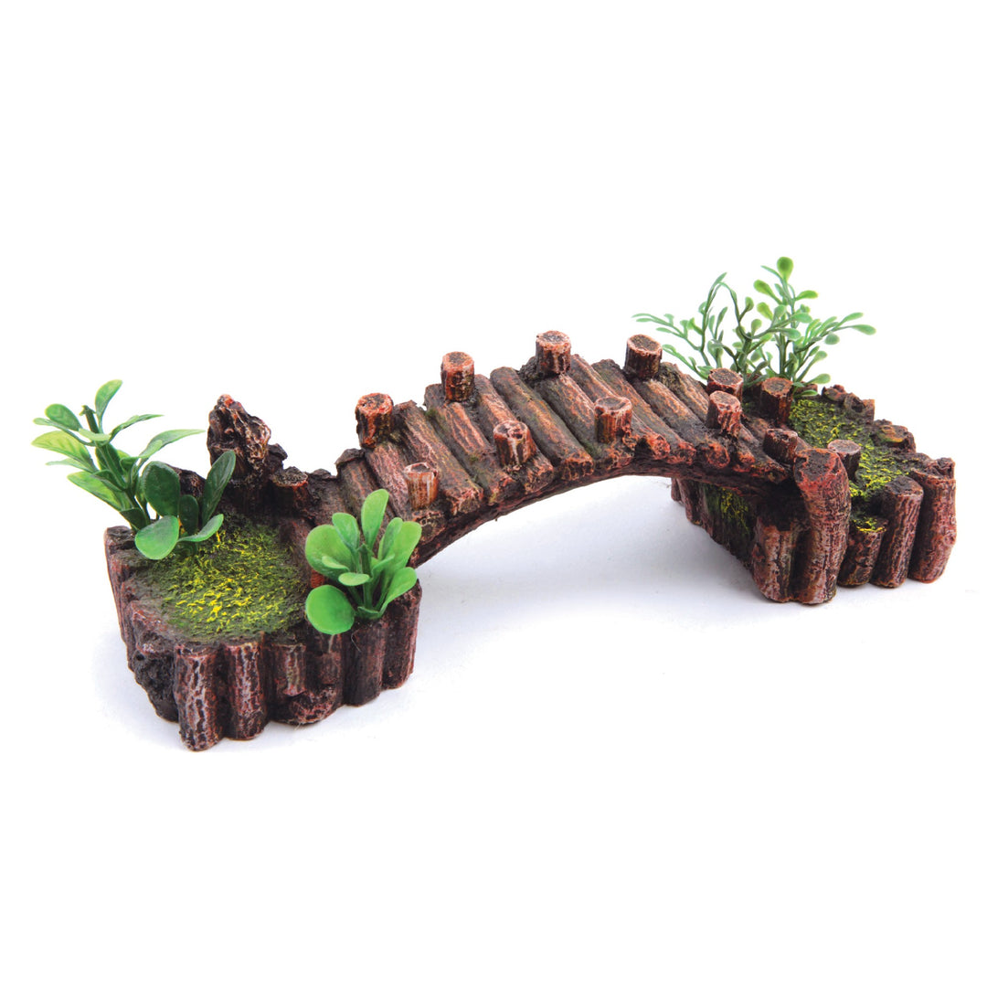 Kazoo Ornament Log Bridge W/ Plants Small