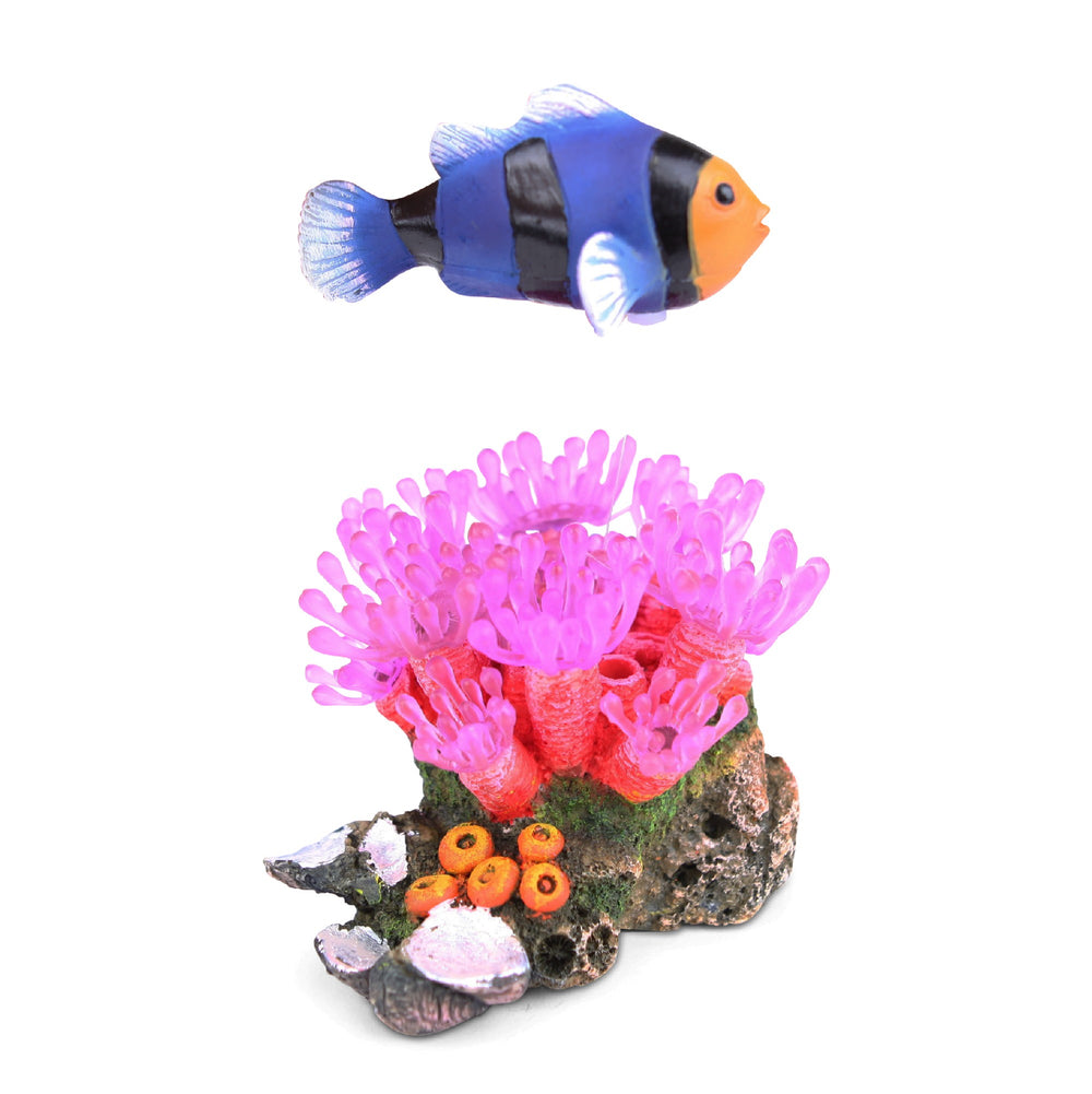 Kazoo Ornament Pink Soft Coral W/floating Fish And Air - M