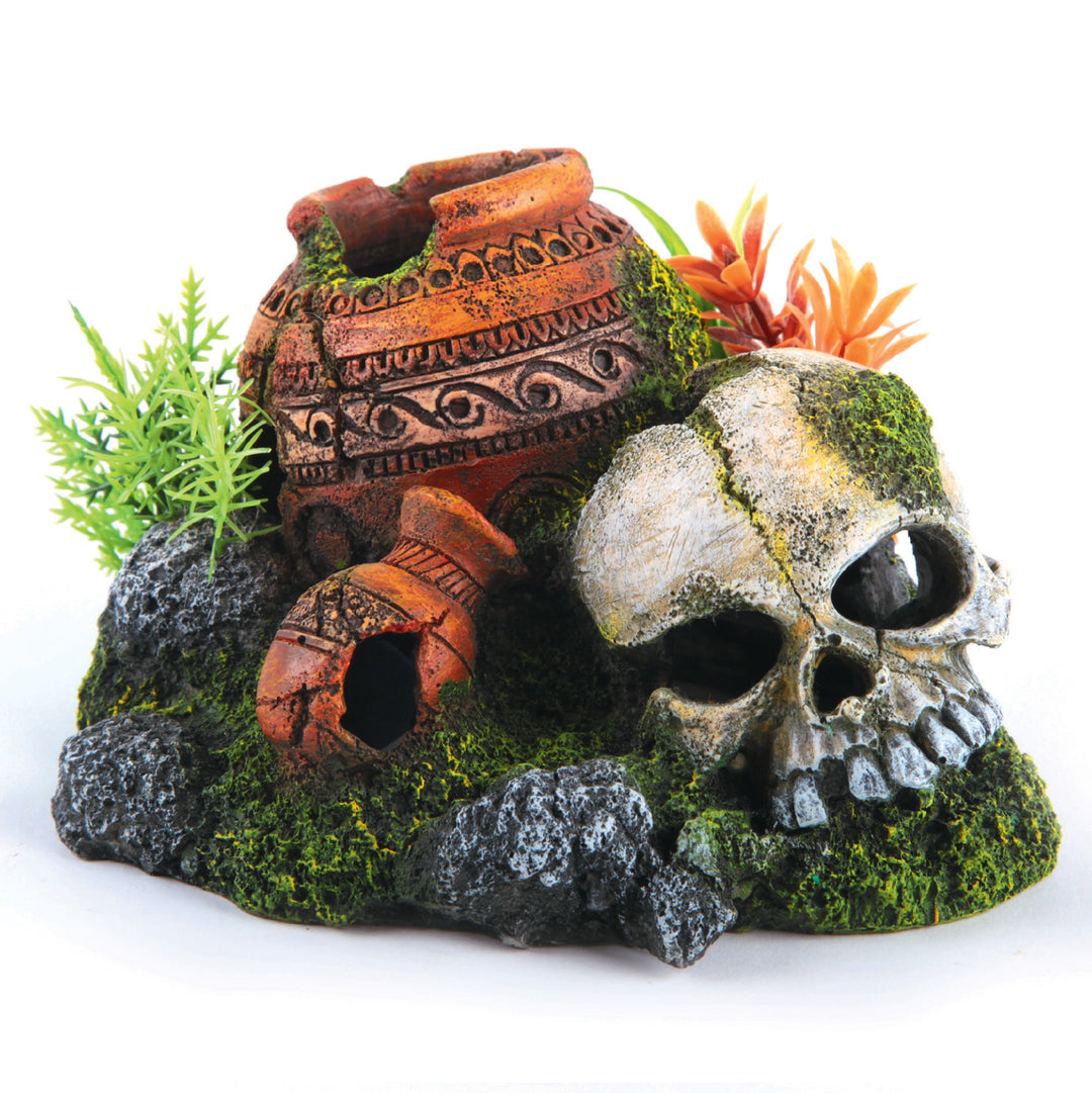 Kazoo Ornament Skull W/plants W/air Small