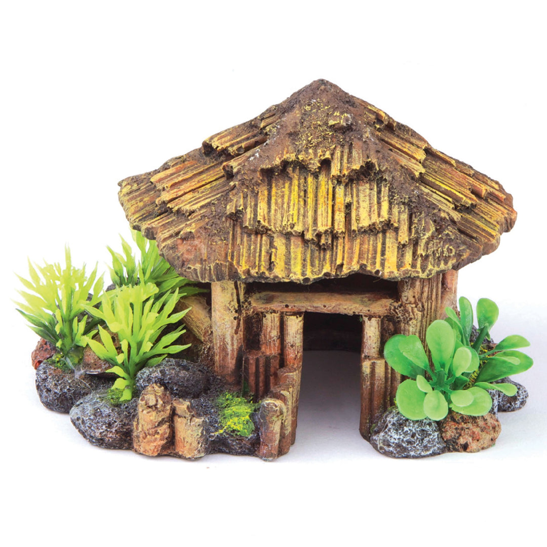 Kazoo Ornament Bali Hut W/plants Round - Medium