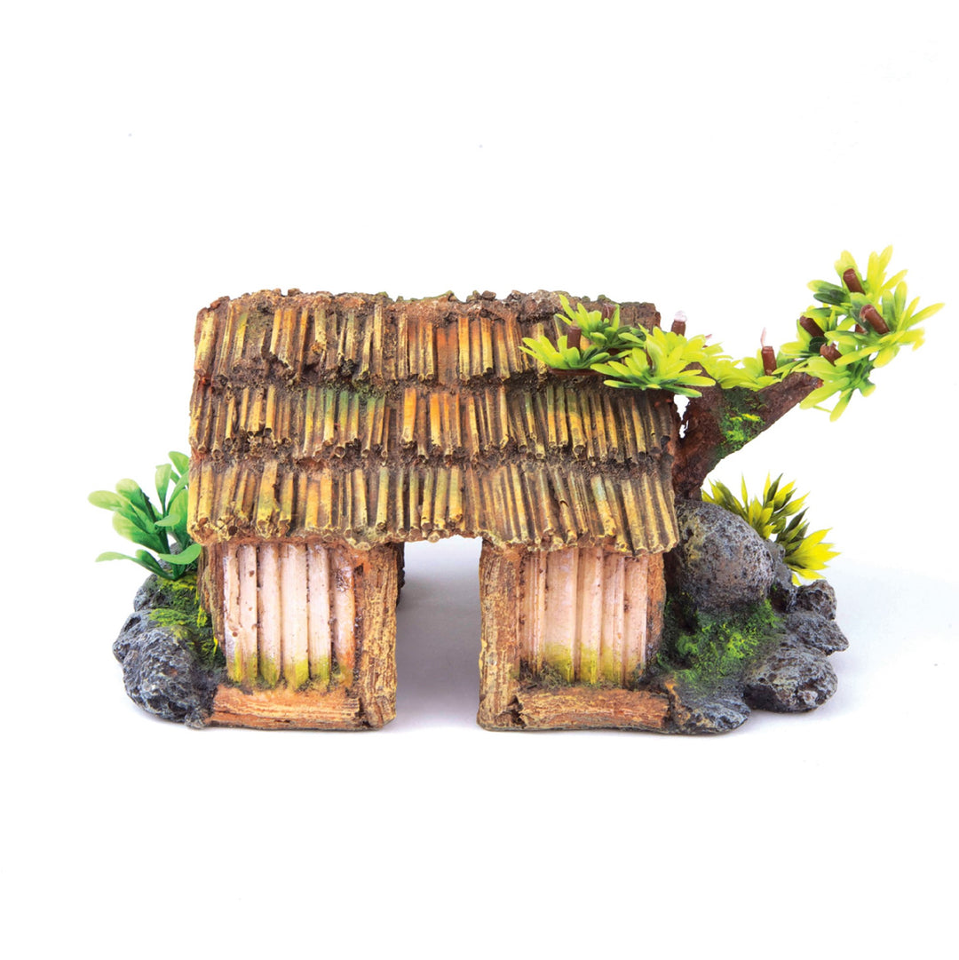 Kazoo Ornament Japanese Hut W/plants Medium