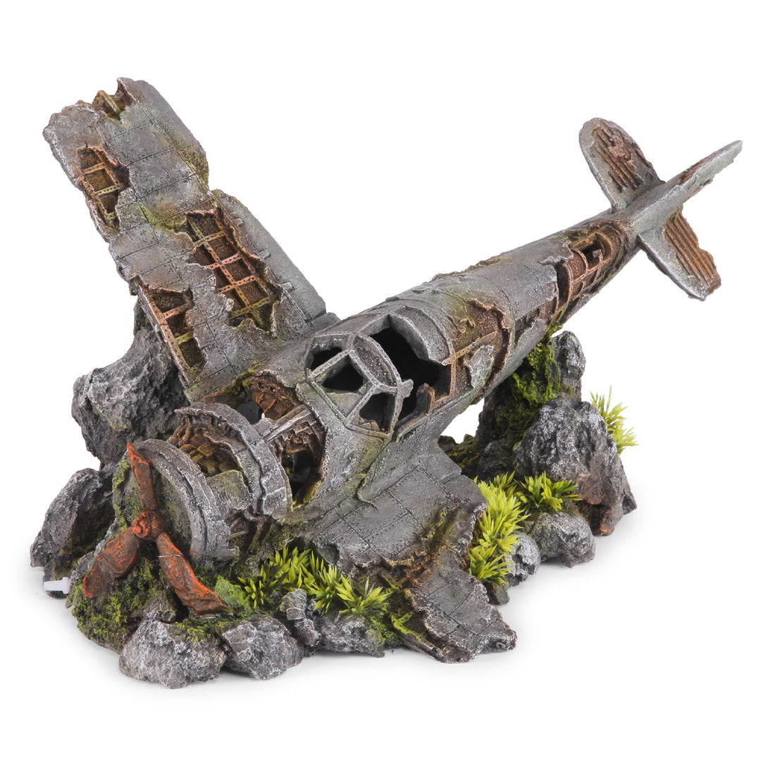 Kazoo Ornament Crashed Plane W/ Plants & Air Large