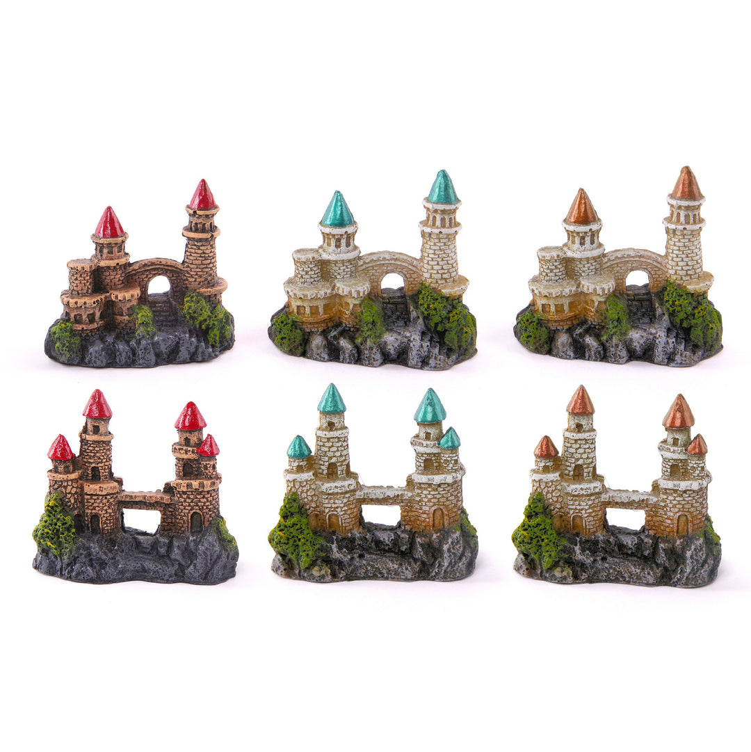 Kazoo Ornament Castle W/bridge Mini Red/green/copper