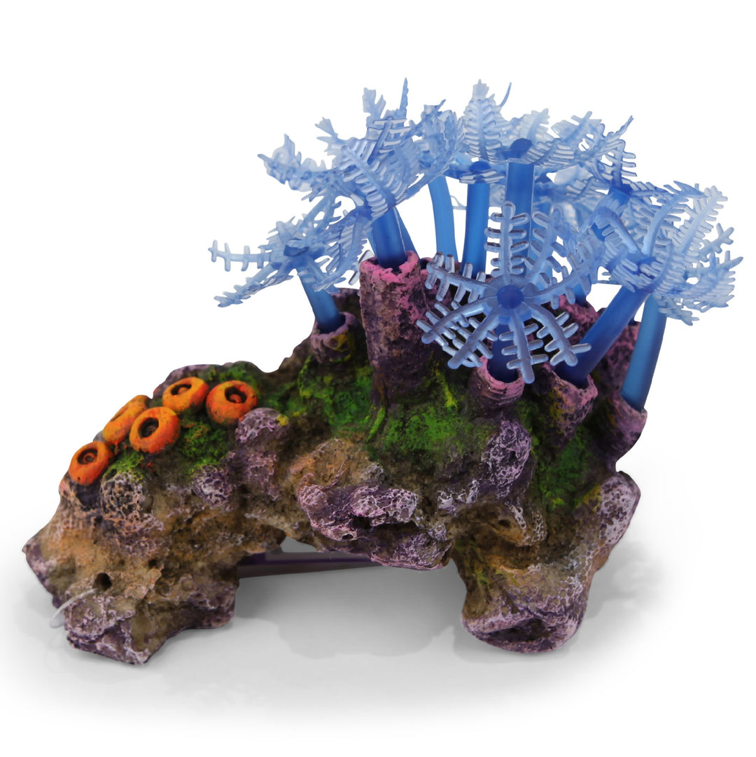 Kazoo Ornament Blue Leaf Coral W/rock - Small