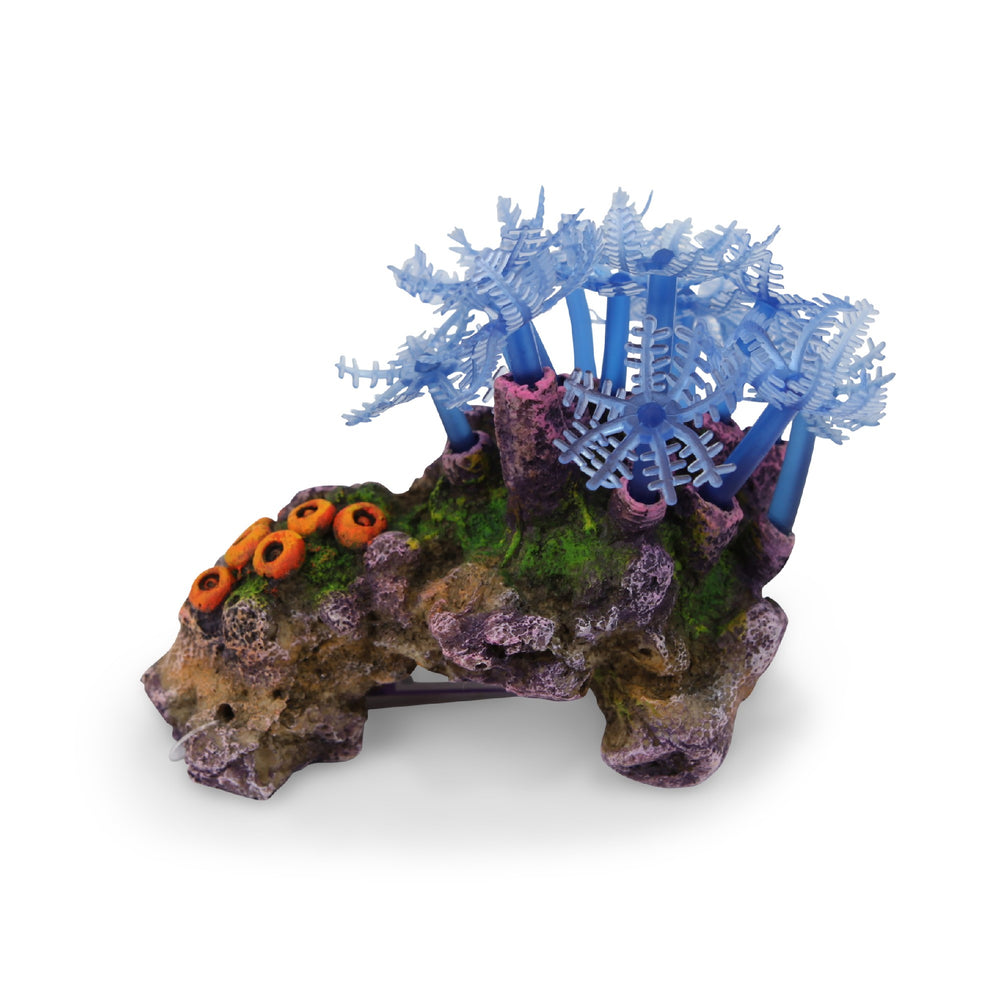 Kazoo Ornament Blue Leaf Coral W/rock - Small