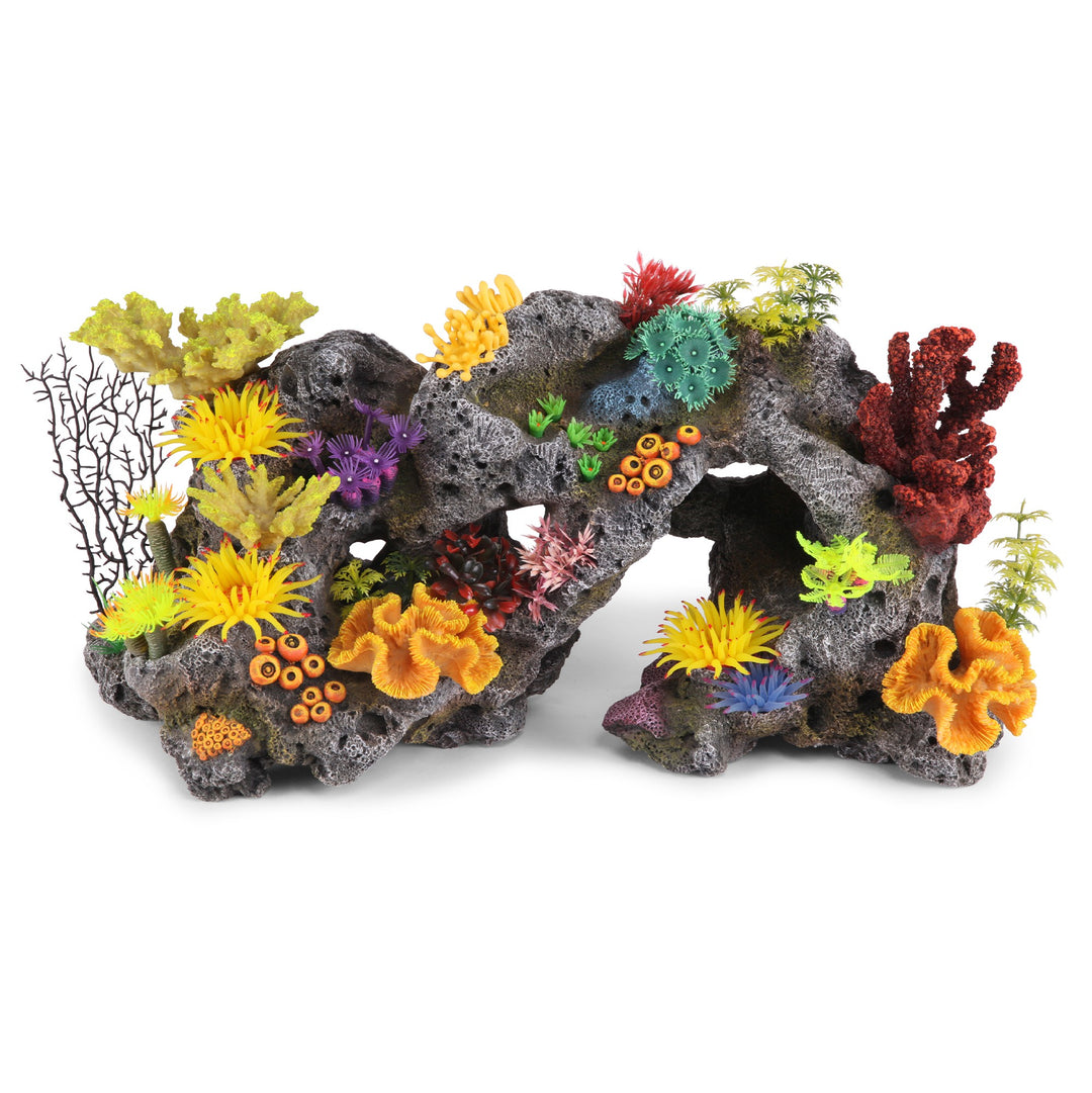 Kazoo Ornament Coral Stone Formation W/plants Centre Piece