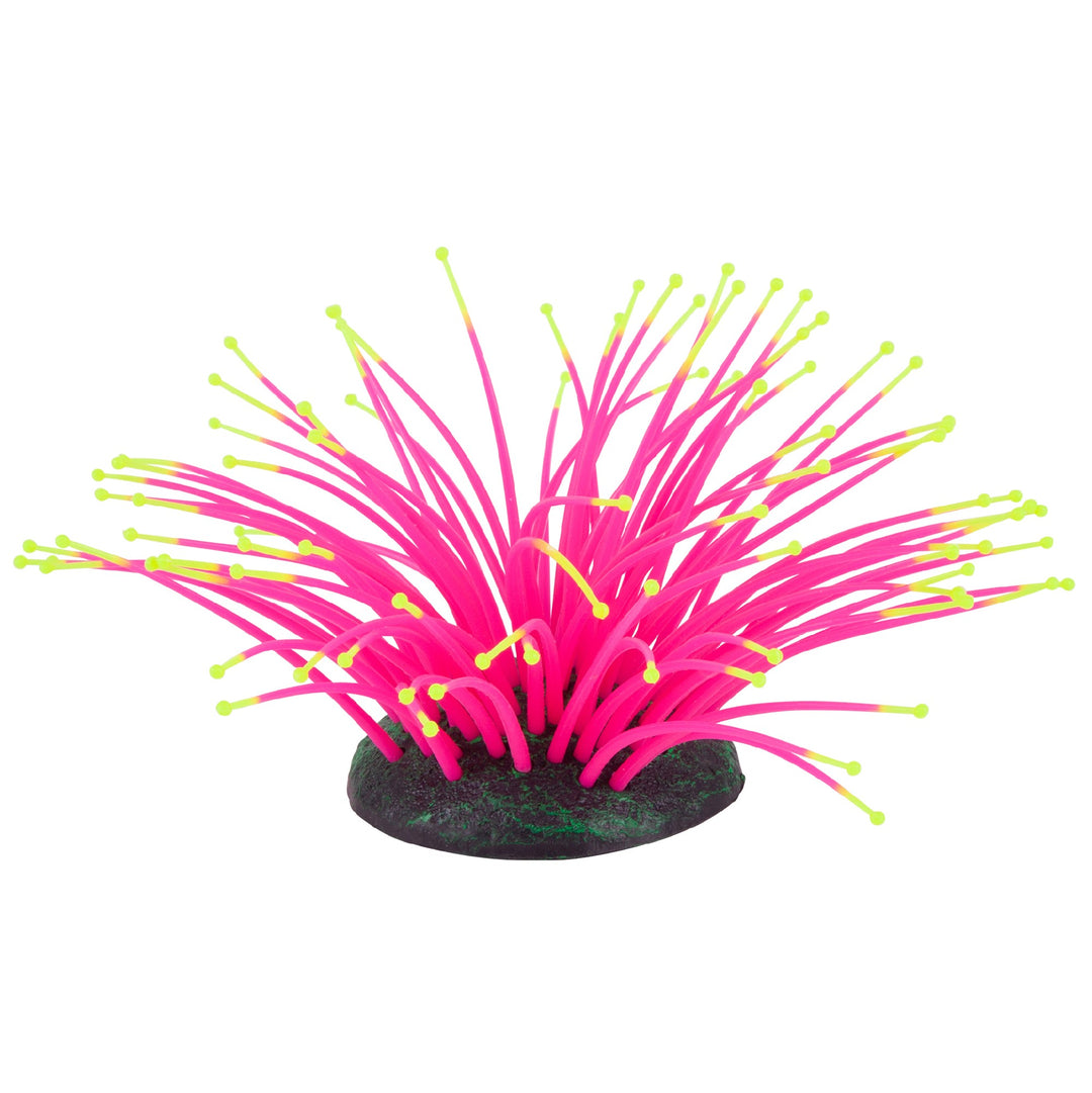 Kazoo Aquarium Plants Silicone Sea Anemone-pink/yellow-s