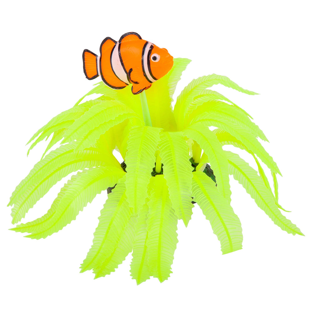 Kazoo Aquarium Plants Silicone Yellow Fern W/clown Fish - M