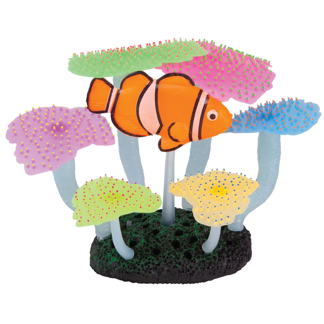 Kazoo Aquarium Plants Silicone W/air Flat Coral W/clown Fish Medium