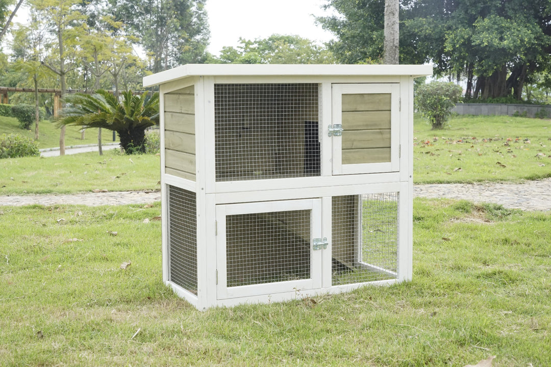 Bon Zoo Small Animal Cage Cavie 90 White Hutch Double Story