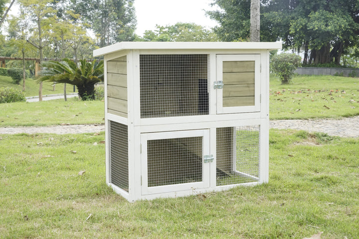 Bon Zoo Small Animal Cage Cavie 90 White Hutch Double Story