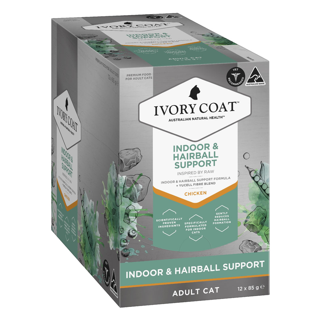 Ivory Coat F/l Inspired By Raw Indoor & Hairball Chicken 12x85g