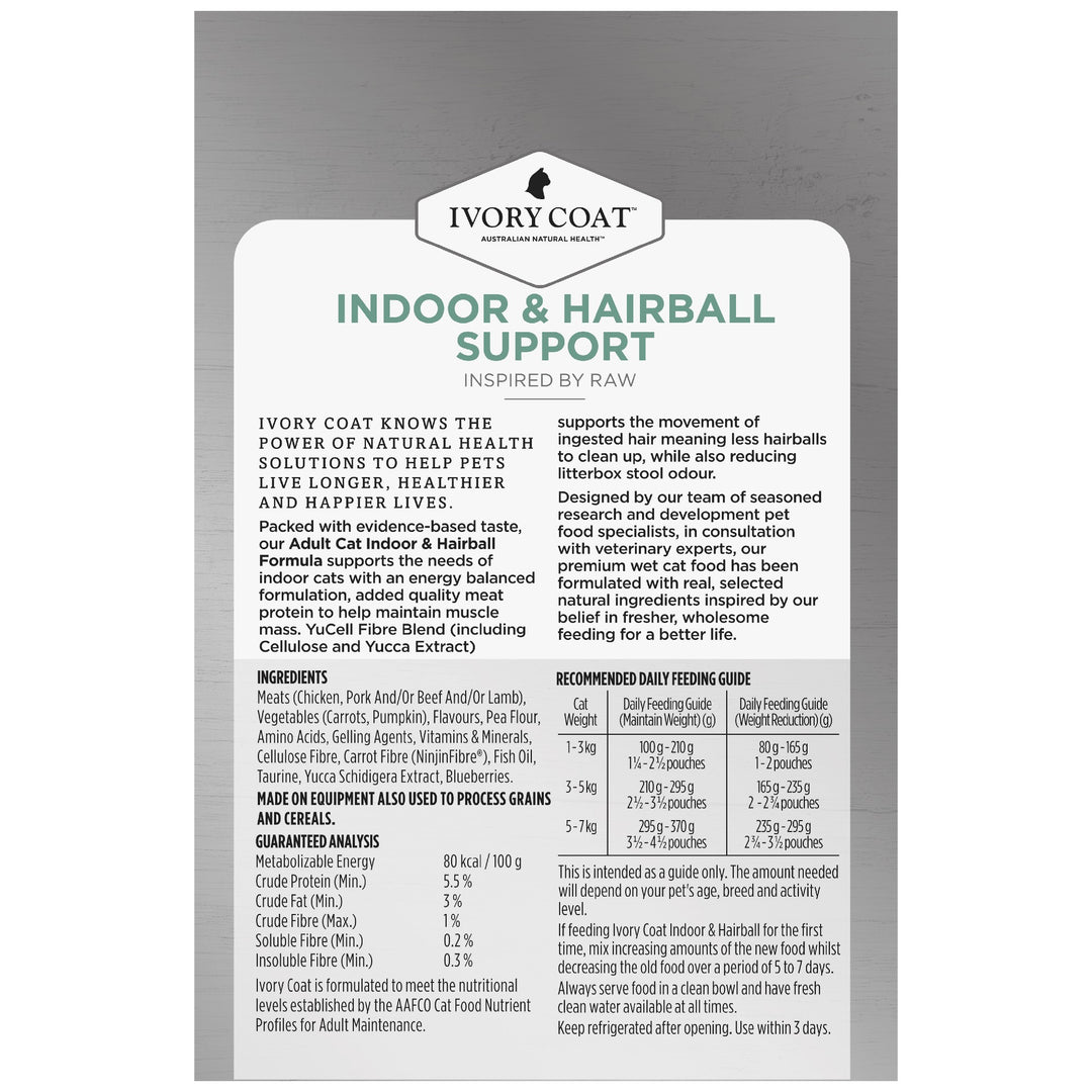 Ivory Coat F/l Inspired By Raw Indoor & Hairball Chicken 12x85g