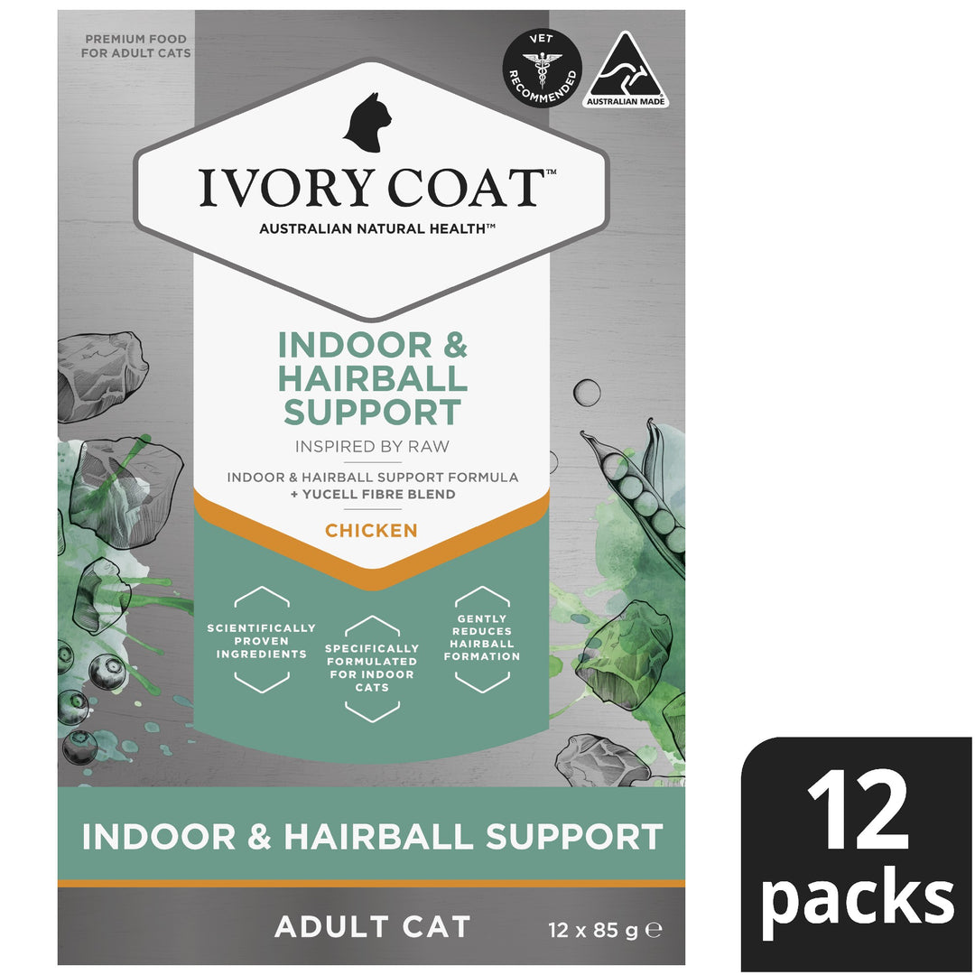 Ivory Coat F/l Inspired By Raw Indoor & Hairball Chicken 12x85g