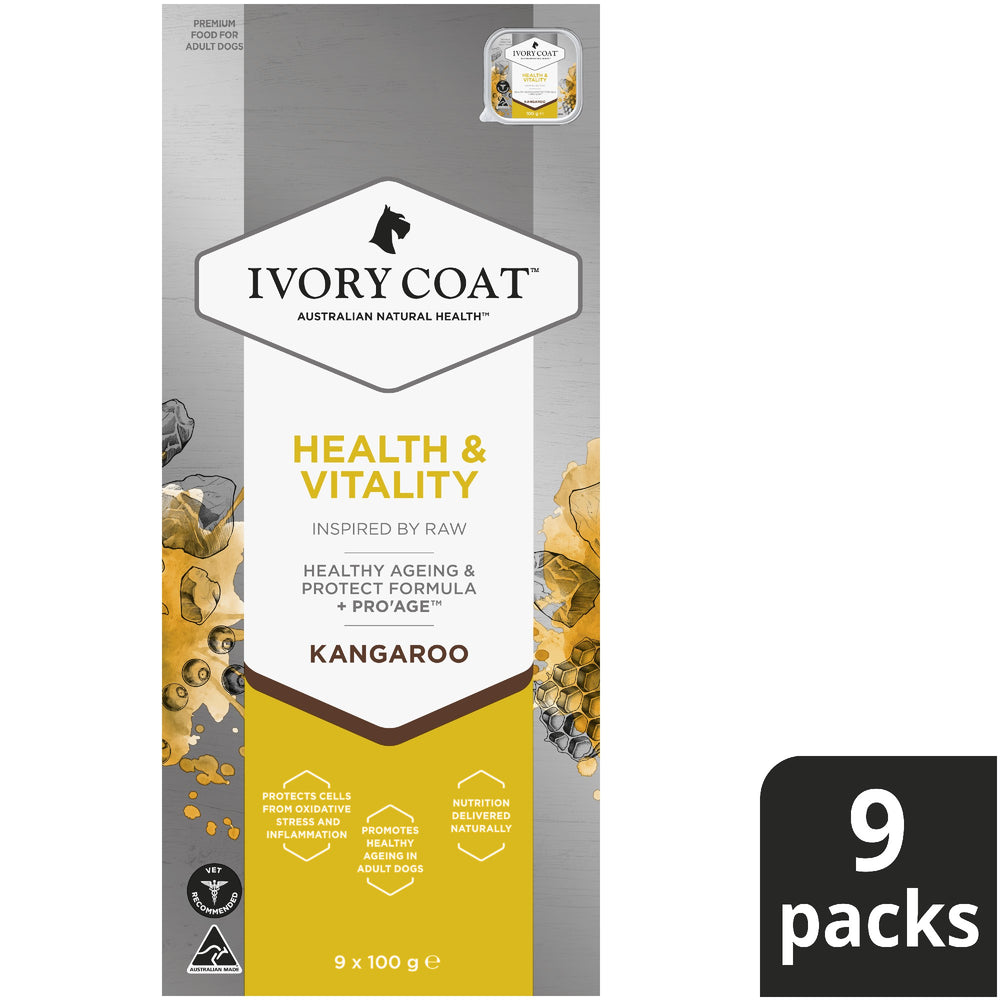 Ivory Coat K9 Inspired By Raw Health & Vitality Kangaroo 9x100g