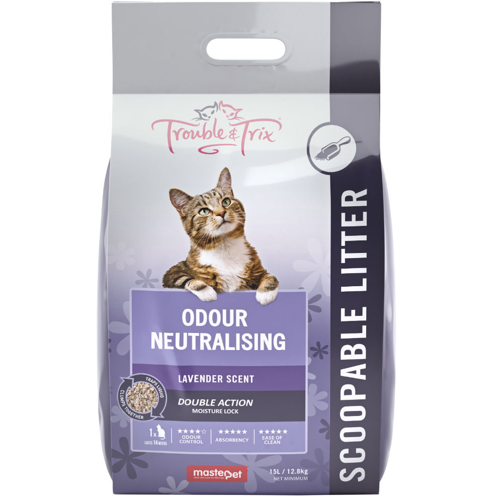 Trouble & Trix Cat Litter Odour Neutralising Lavender Scent 15l