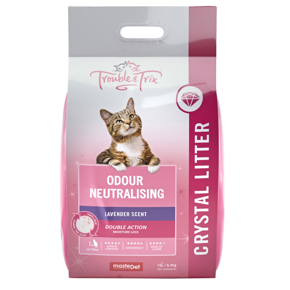 Trouble & Trix Cat Litter Odour Neutralising Crystals Lavender Scent 15l