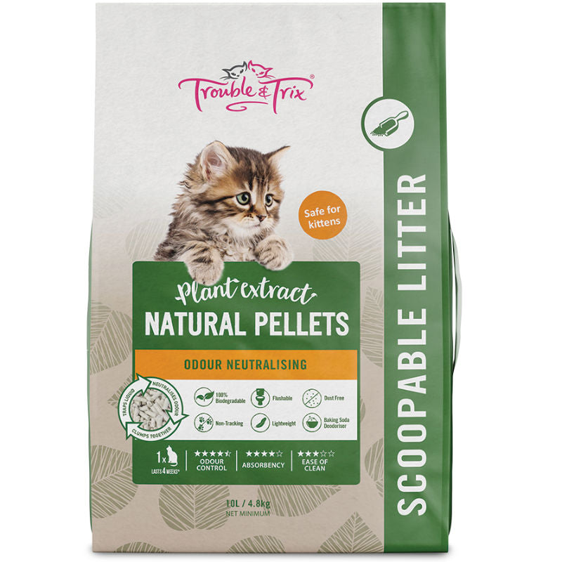 Trouble & Trix Cat Litter Natural Pellets Odour Neutralising 10l