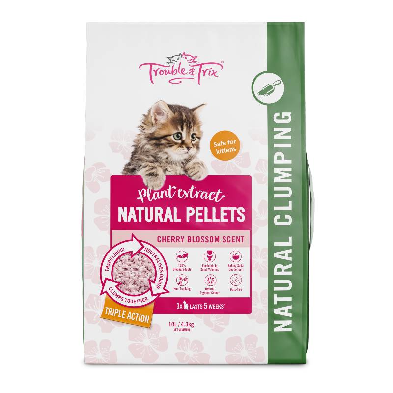 Trouble & Trix Cat Litter Natural Pellets Cherry Blossom 10l