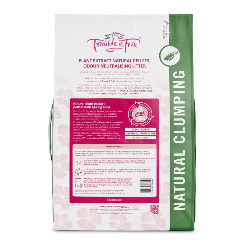 Trouble & Trix Cat Litter Natural Pellets Cherry Blossom 10l