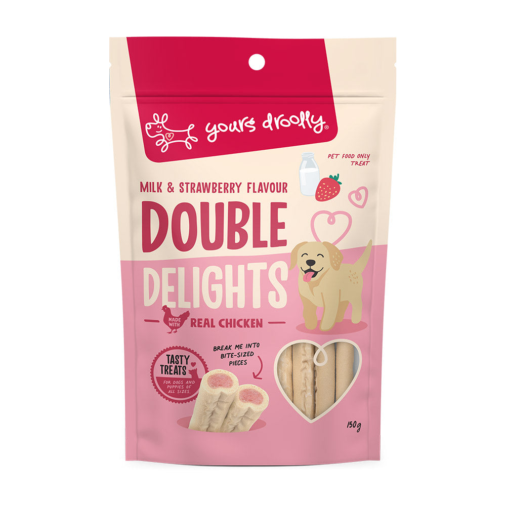 Yours Droolly Dog Treats Double Delights Milk & Strawberry 150g