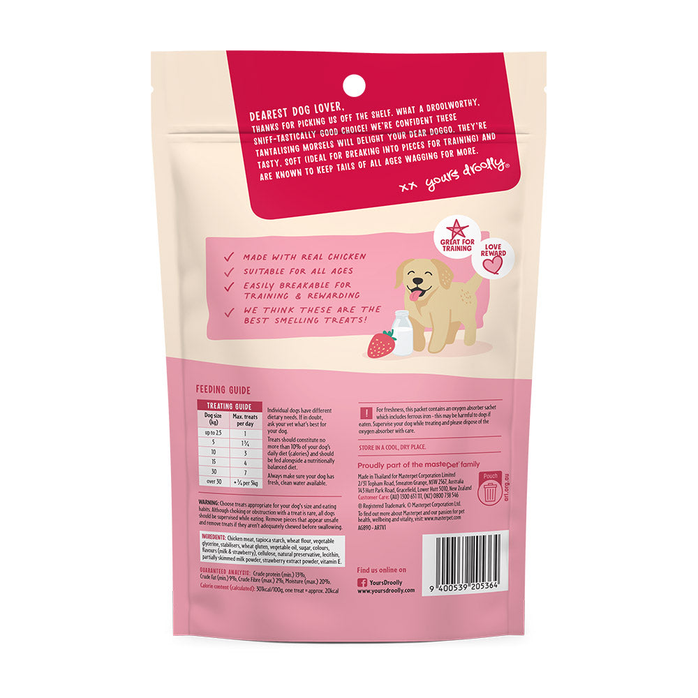 Yours Droolly Dog Treats Double Delights Milk & Strawberry 150g