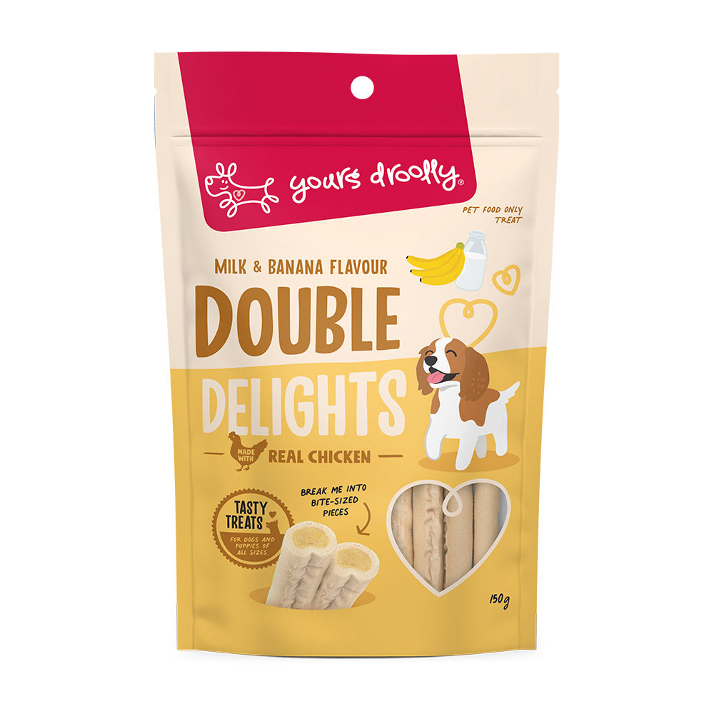 Yours Droolly Dog Treats Double Delights Milk & Banana 150g