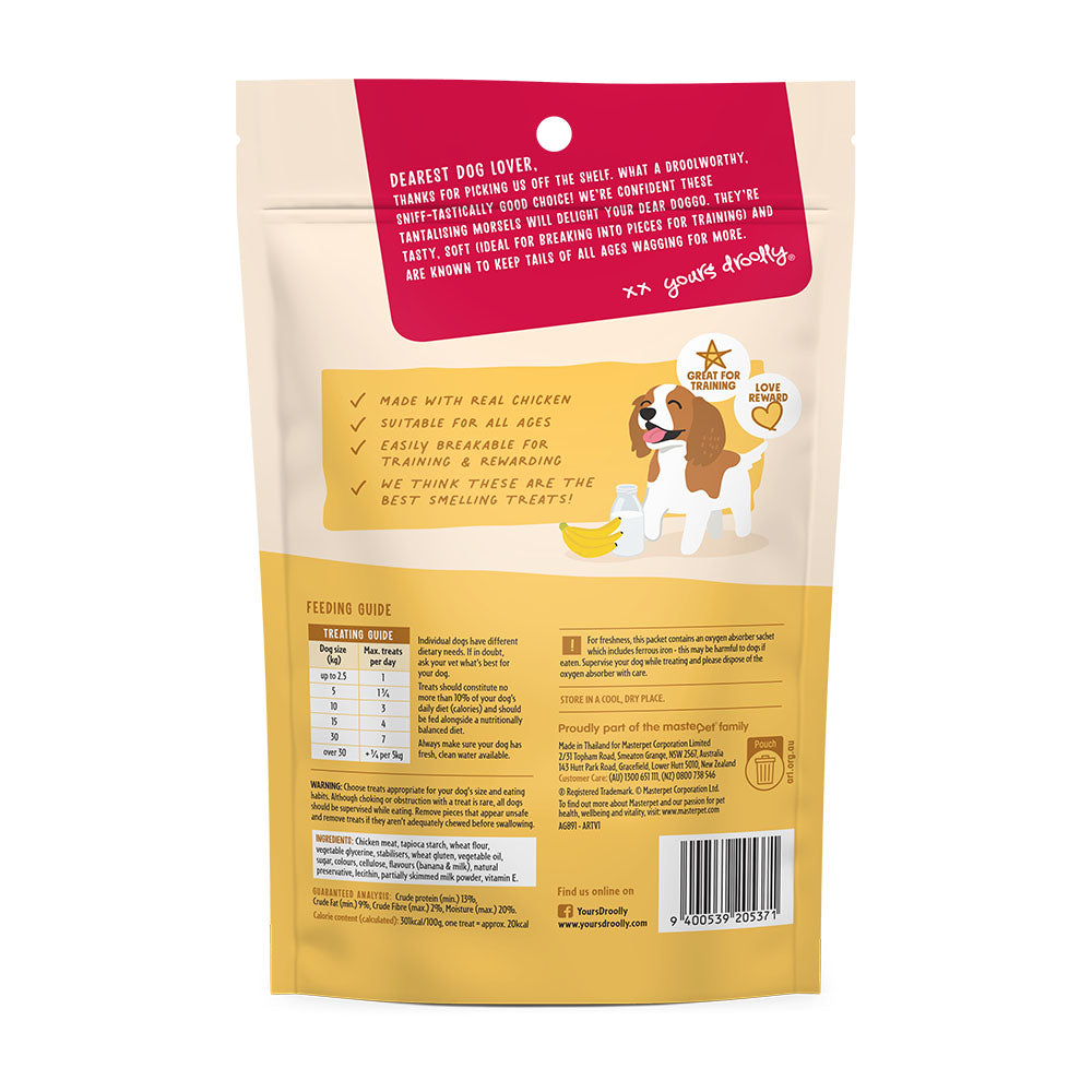 Yours Droolly Dog Treats Double Delights Milk & Banana 150g